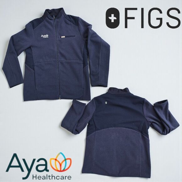 FIGS On-Shift Fleece Jacket Navy Blue Co-Branded w/ Aya Healthcare Womens Medium - Picture 4 of 4